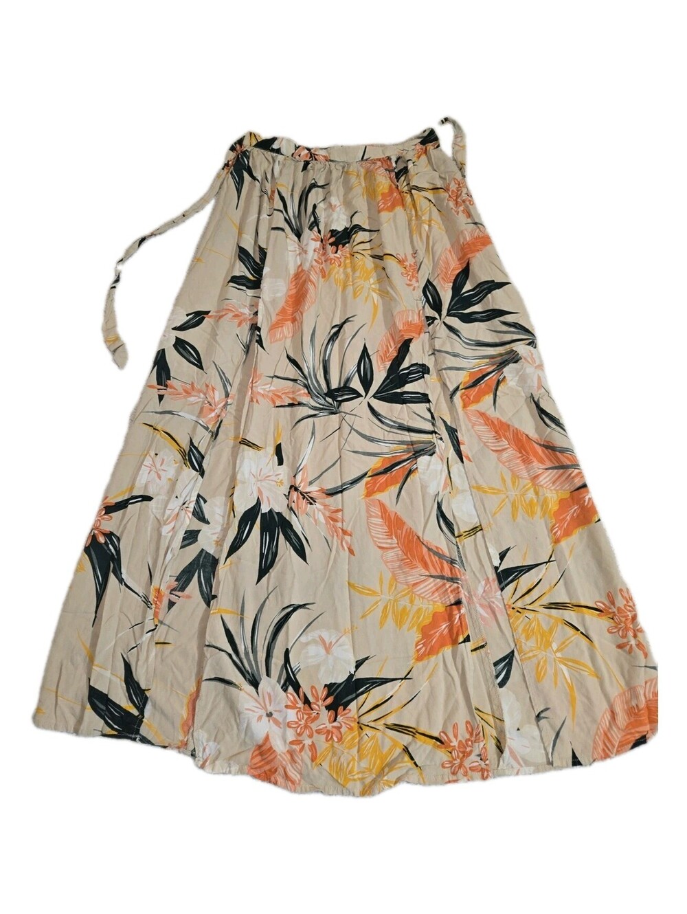 patrons of peace Maxi/midi Skirt large 💯 rayon 2 Slits Tie At Waist Coastal...